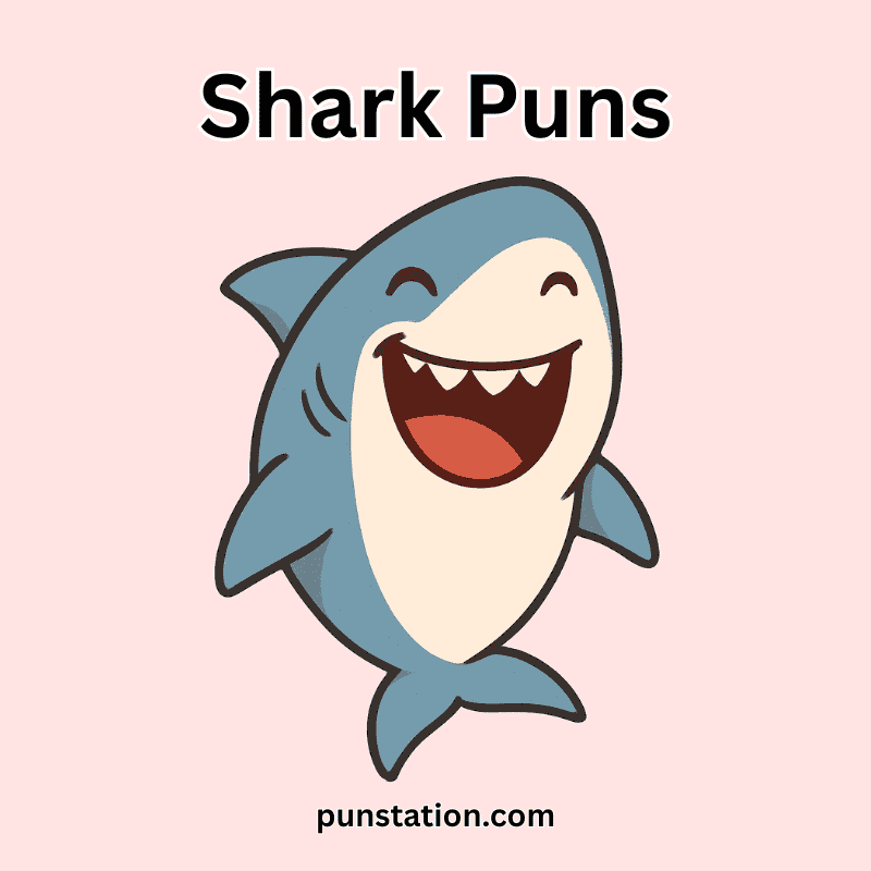 Funny Cartoon Shark Under text Shark Puns