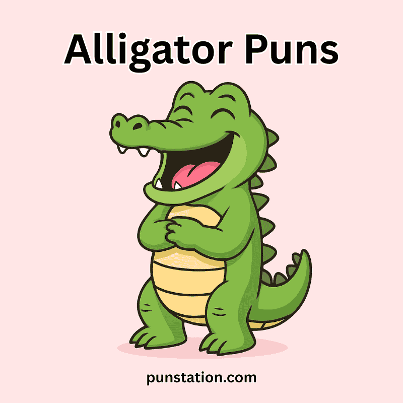 Funny Cartoon Alligator Laughing Under Text Alligator Puns