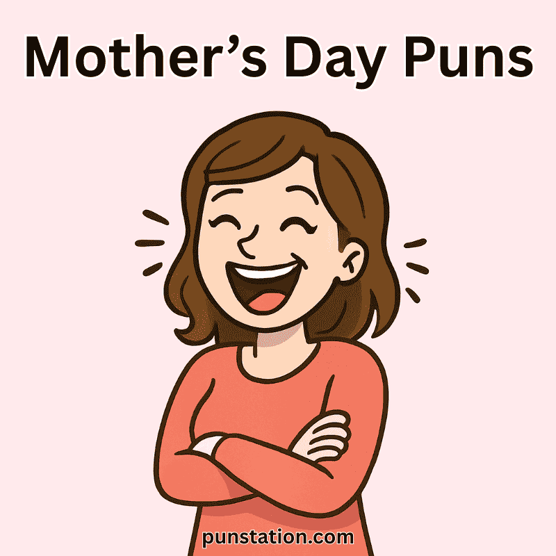 Mom Laughing under text mothers day puns