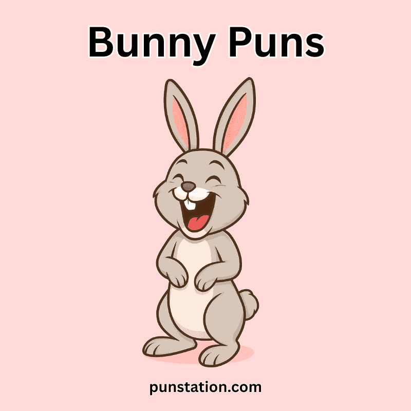 Cartoon Bunny laughing at bunny puns and jokes