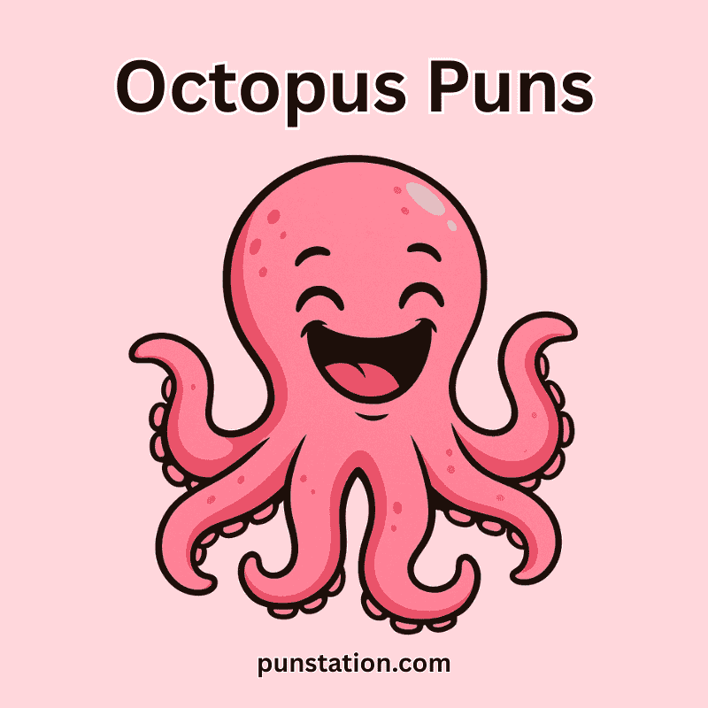 Cartoon Octopus Laughing At Puns