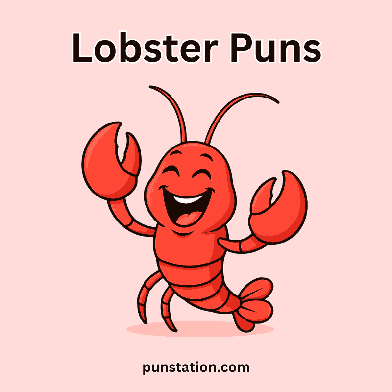 Cartoon Lobster Laughing at Puns