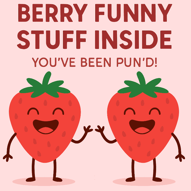 2 cartoon strawberry laughing at strawberry pun