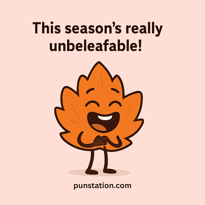 Autmum Season Cartoon laughing With Short Pun Text