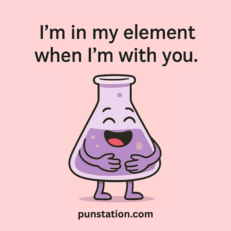 A cartoon of Laboratory flask laughing with funny pun text
