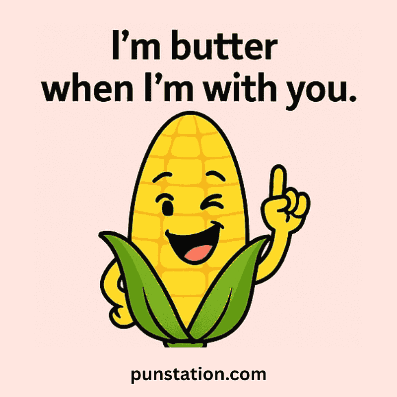 Cartoon Corn Laughing with Corn Pun