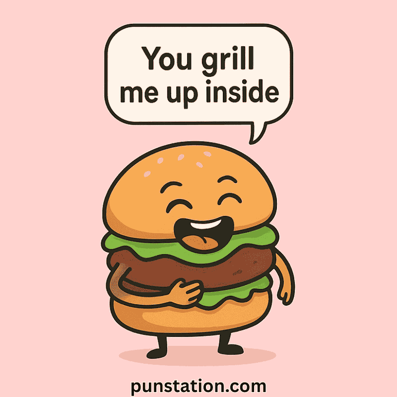 Catroon Burger with cute burger pun