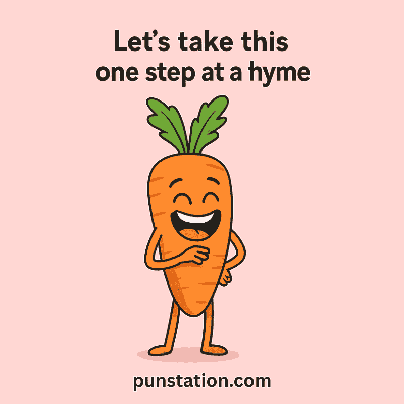 Cute laughing carrot cartoon with pun text