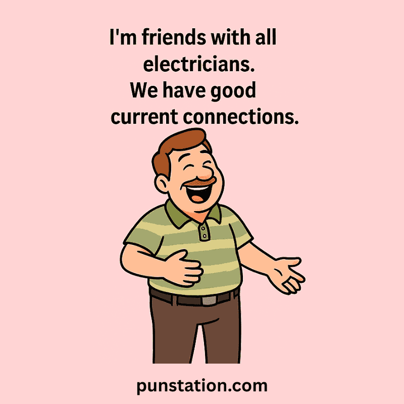 A cartoon of dad laughing with funny dad pun
