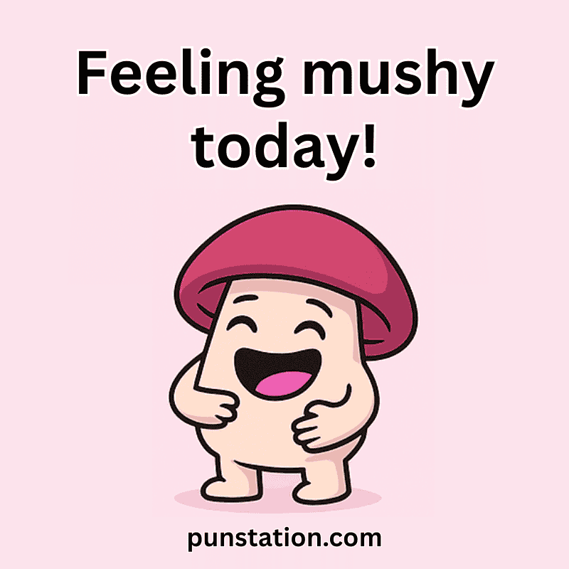Funny mashroom cartoon laugh with cute mashroom pun