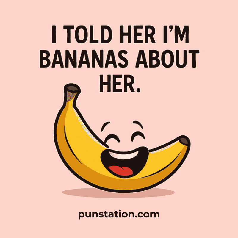 Funny banana cartoon laughout loud under funny fruit pun