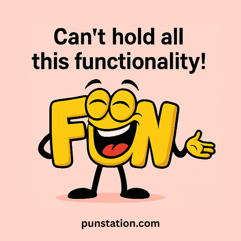 Funny text cartoon with fun pun