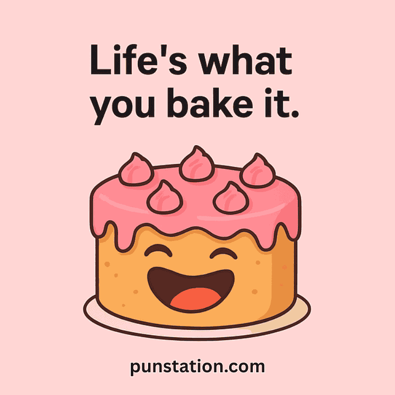 Funniest Cake Pun WIth Laughing Cartoon Cake