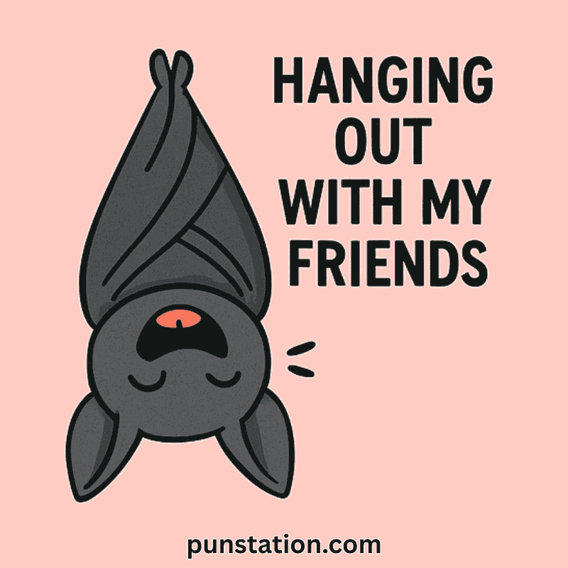 Hanging Bat Cartoon WIth Funny Pun