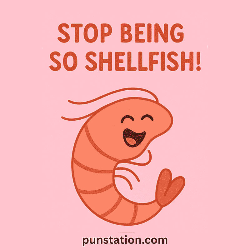 Cartoon Shrimp With Funny Shrimp Pun