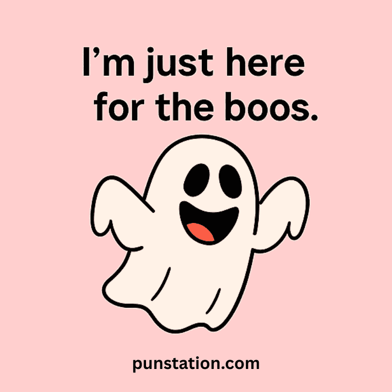 A funny ghost cartoon laugh under funny text pun