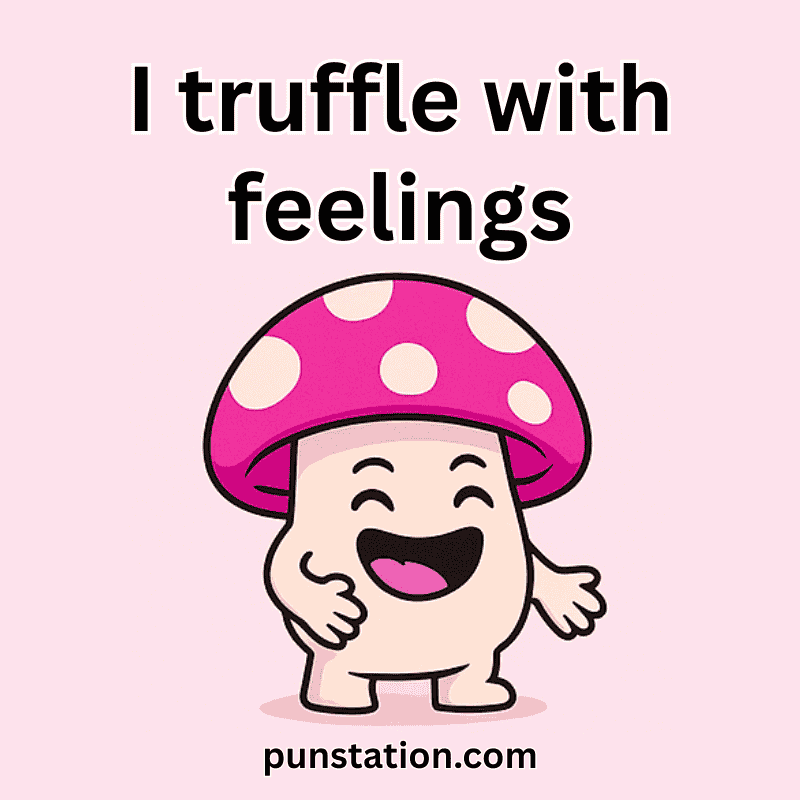 cartoon mashroom laughing with pun