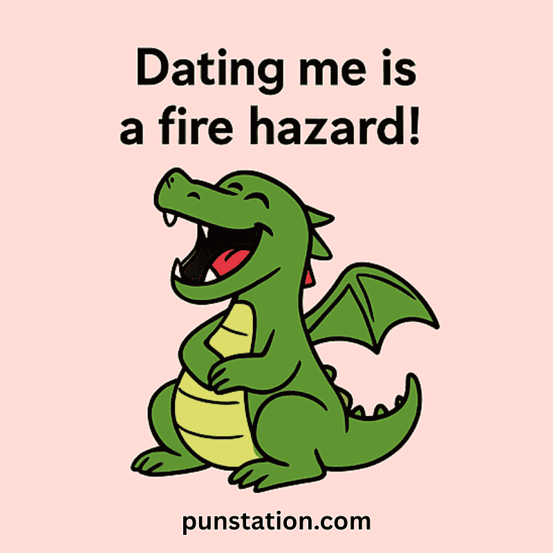 Funny Dragon Cartoon With Love Pun