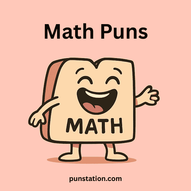 Math cartoon laughing under text math puns