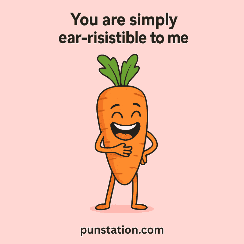 Funny carrot standing under one-liner carrot pun