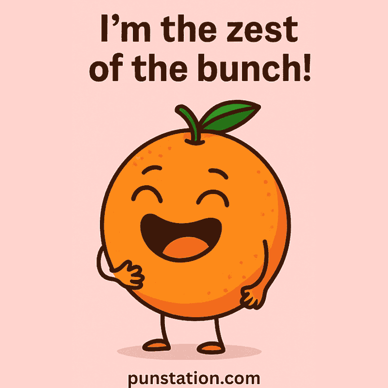 Laughing Cartoon Orange with orange pun