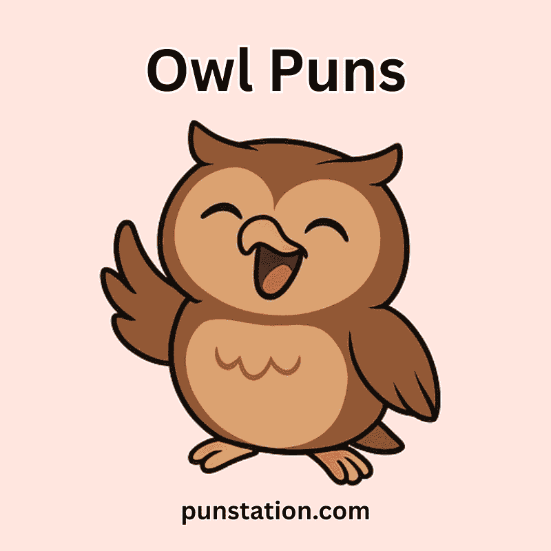 Funny Cartoon Owl Laughing Under text owl puns