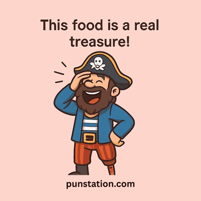 Pirate cartoon laughing and put hand on face under funny pirate pun