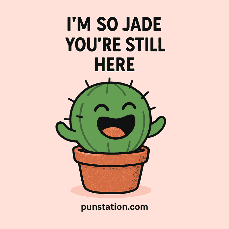 Funny plant cartoon laughing with short pun