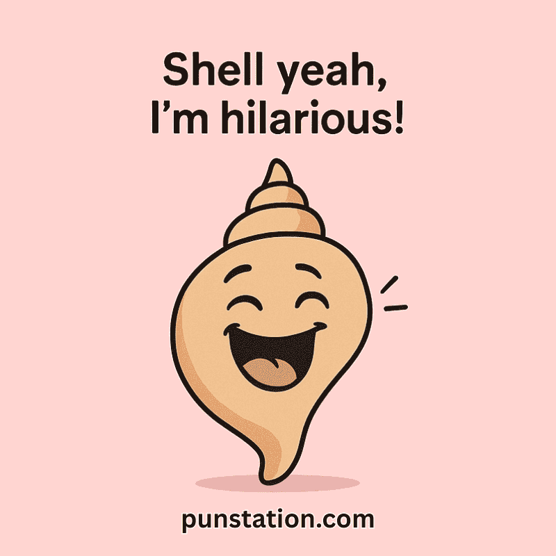 short shell pun with funny shell cartoon