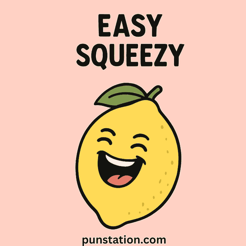 Cartoon Lemon Laughing with Short Lemon Pun