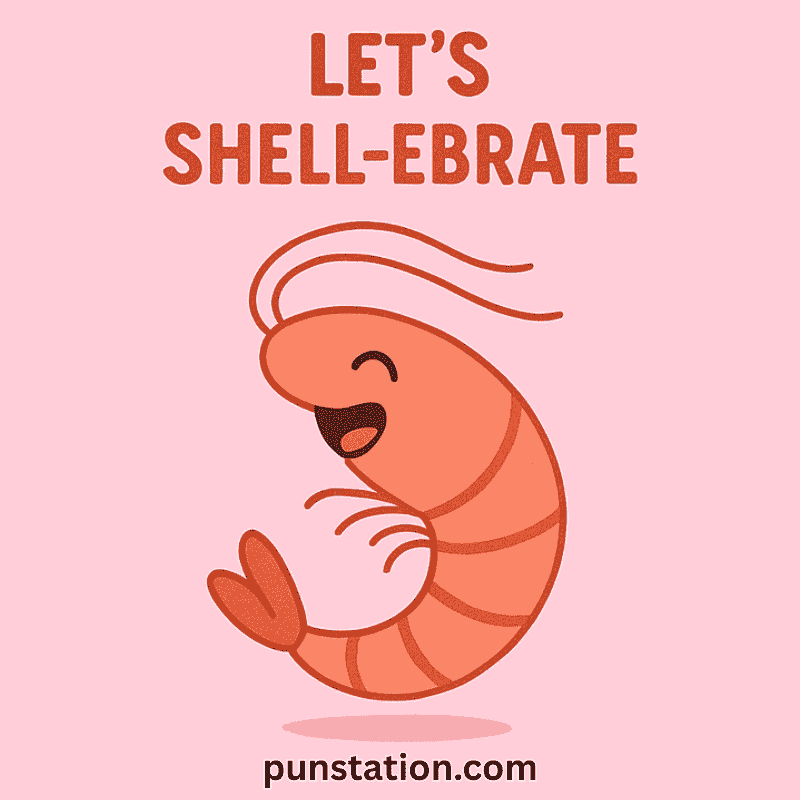 Cartoon Shrimp Under Short Shrimp Pun