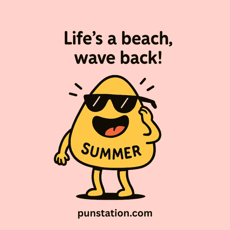 Summer season cartoon with funny summer text