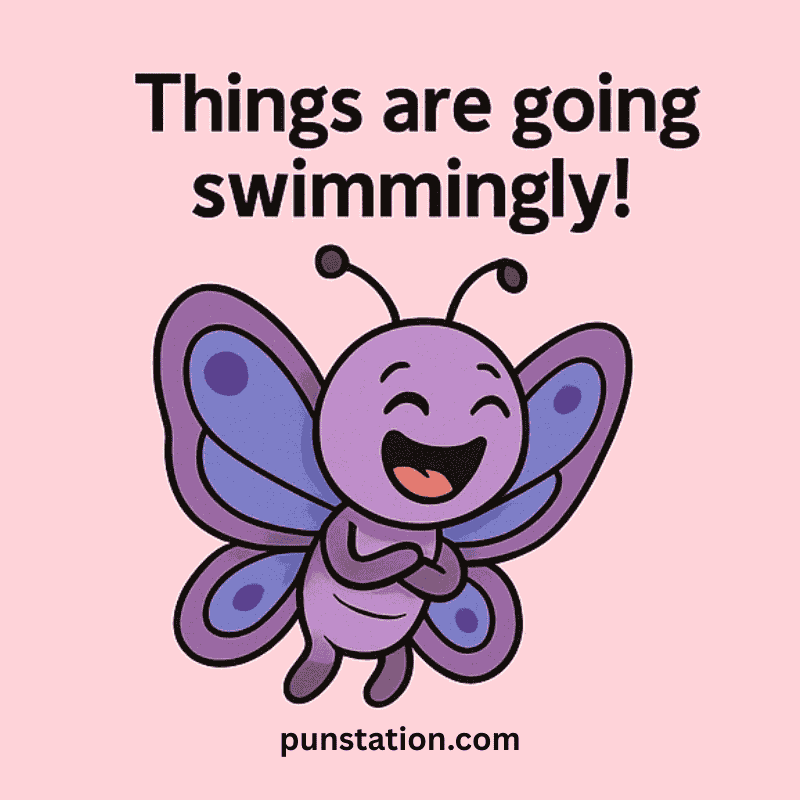 Sweet Cartoon of Butterfly enjoy funny pun