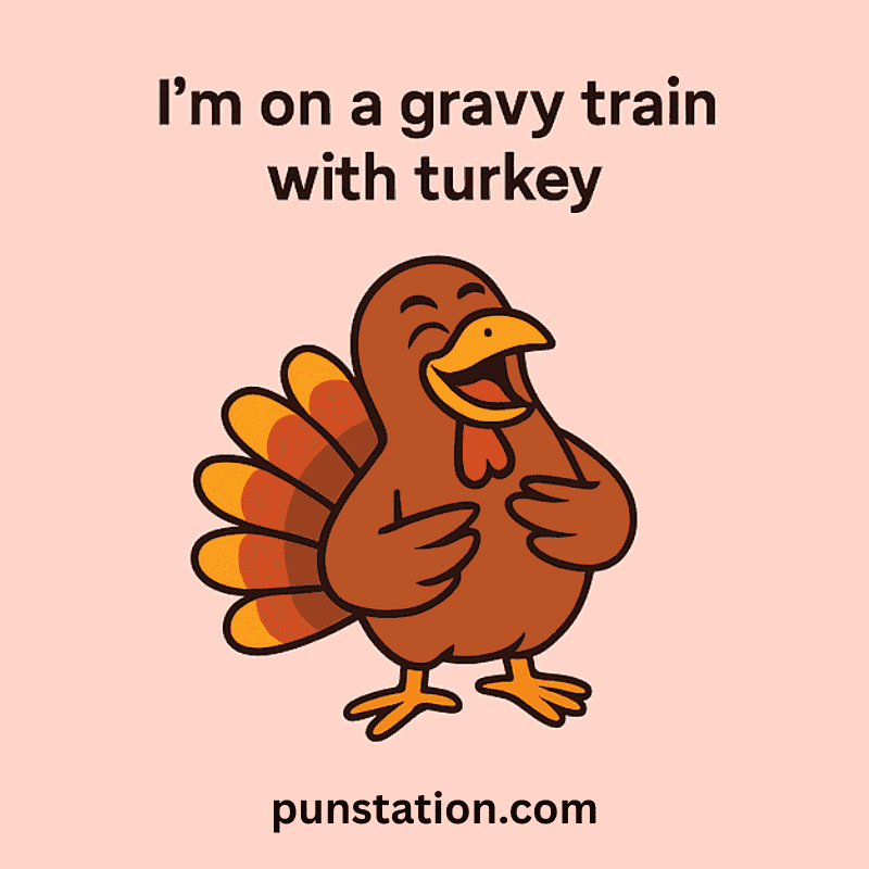funny turkey bird laughing under thanksgiving puns
