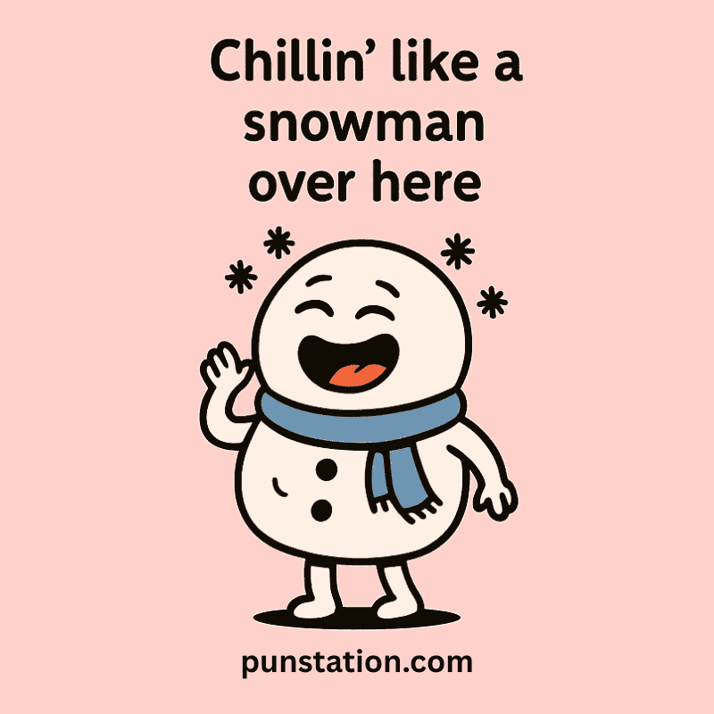 winter season cartoon snowman laughing with funny winter text