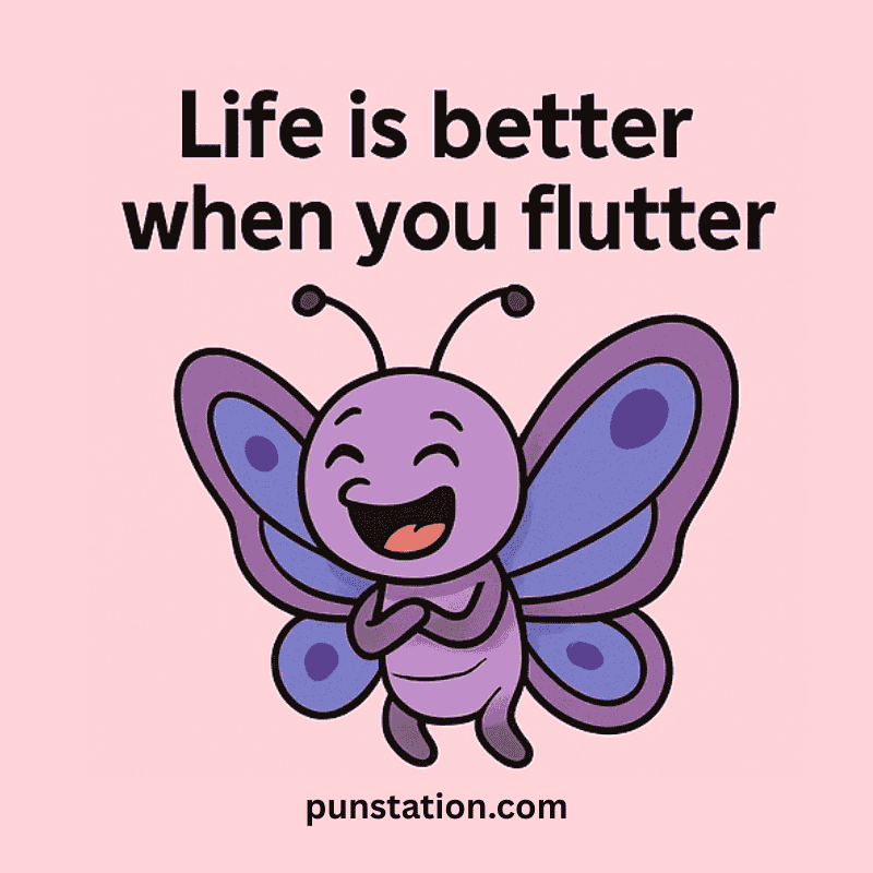 Funny Butterfly Cartoon Laugh with funny pun