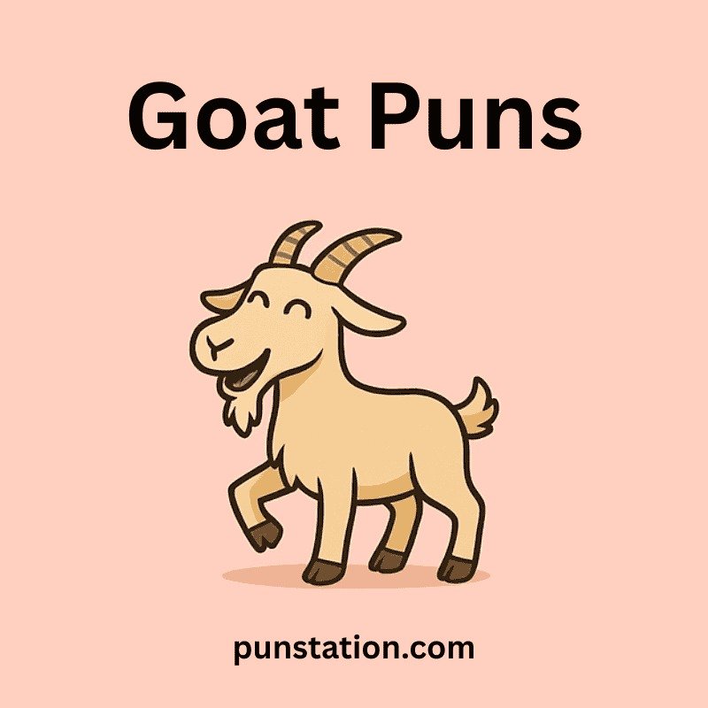 Goat Cartoon Walking Under Text Goat Puns