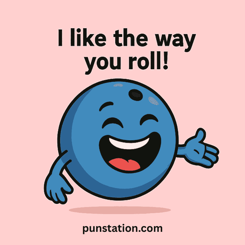 A ball cartoon of bawling laughing with funny and short pun