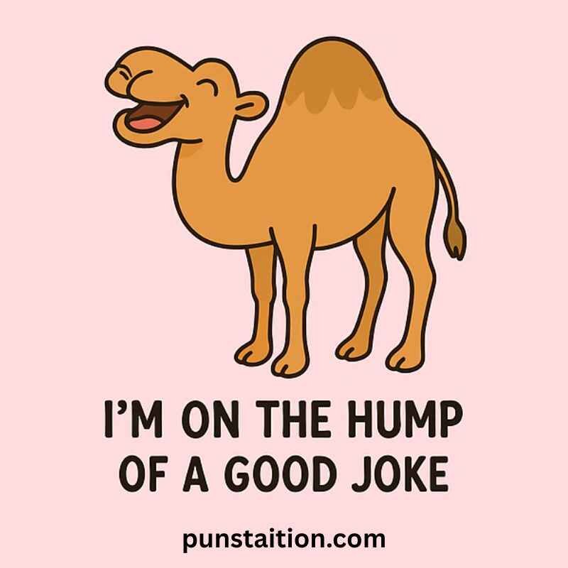 Cartoon Camel Standing and Laughing With Short Pun