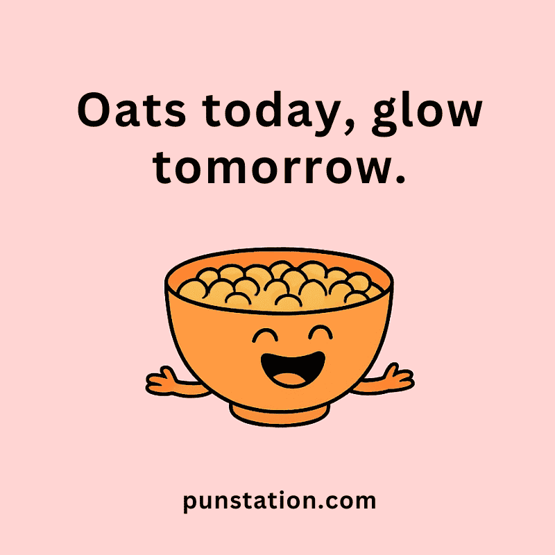 An orange bowl of cereal cartoon laughing with open hand under short pun