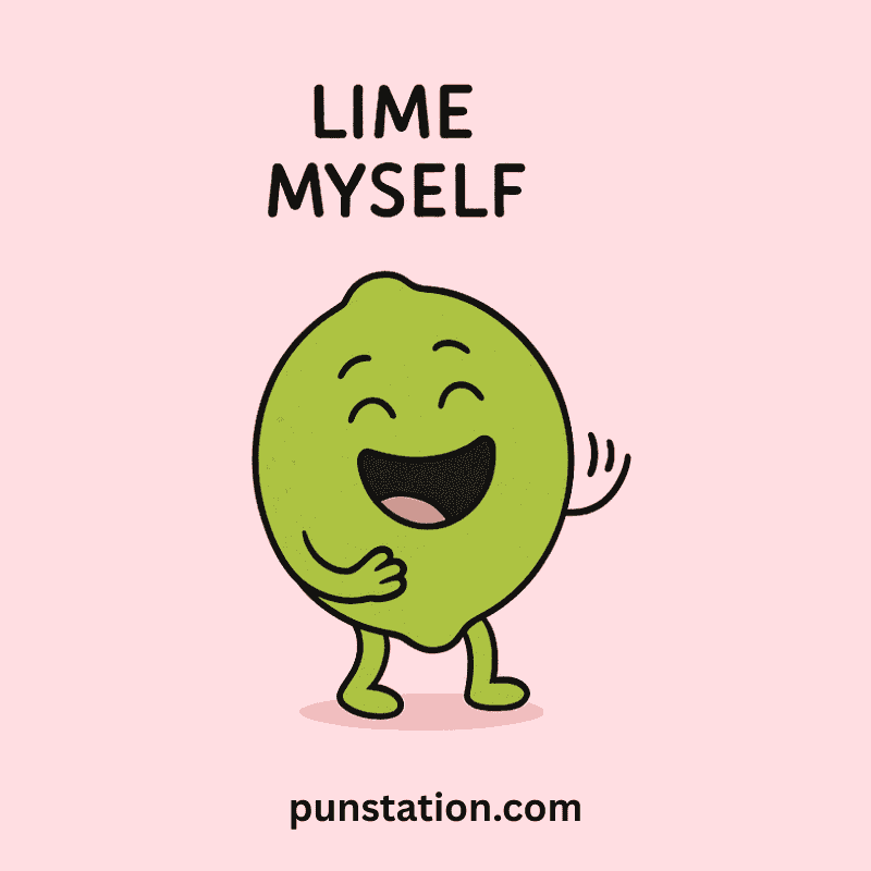 Lime cartoon stand and laughing with citrus pun