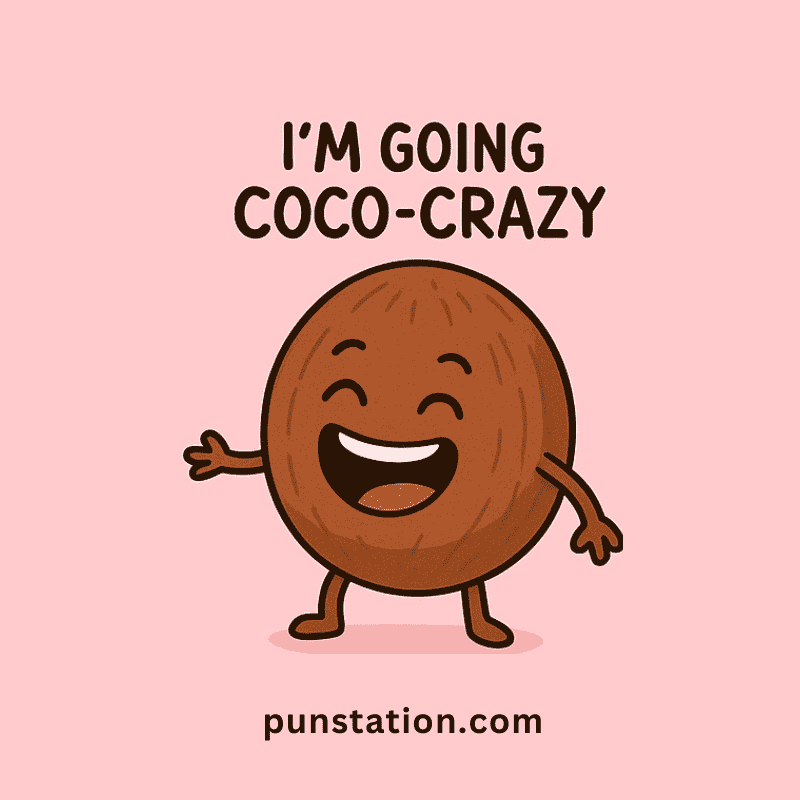 Coconut cartoon laughing with funny puns