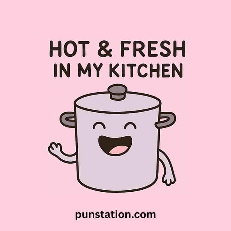 Caookin pun cartoon laughing with caption pun