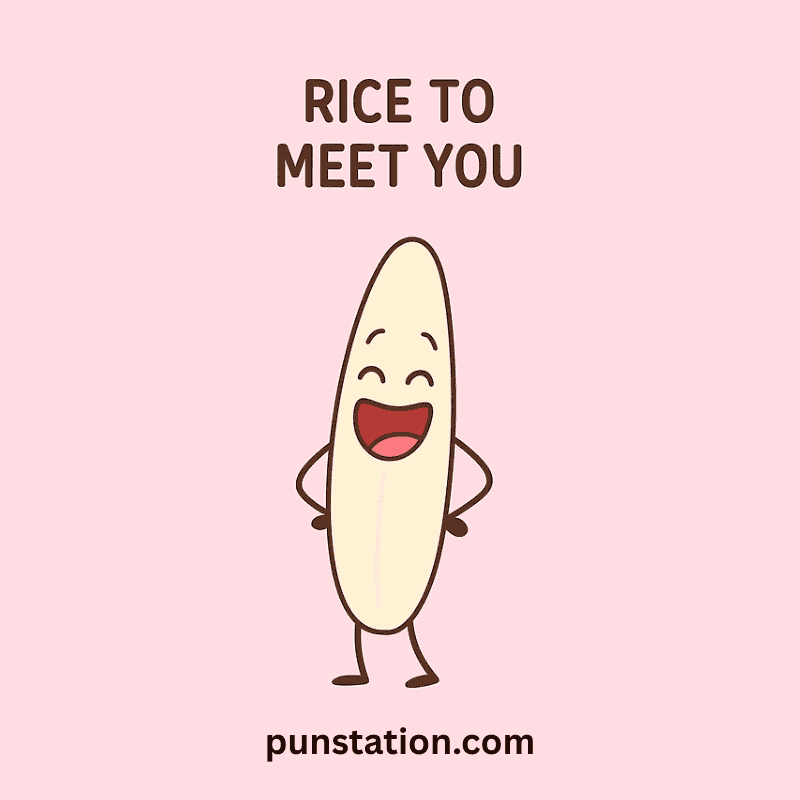 A Rice Cartoon Laughing With Funny Pun