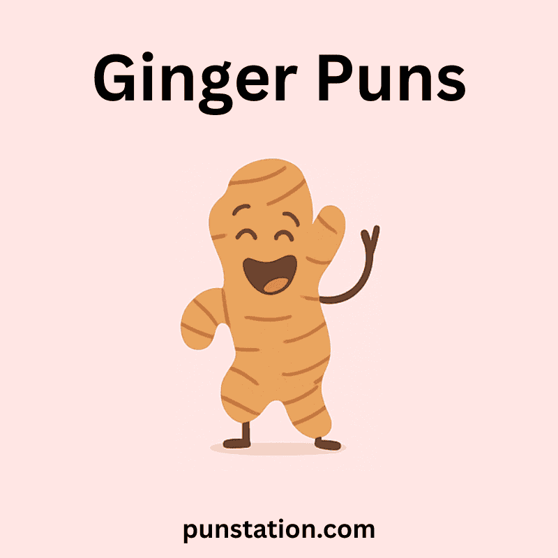 Funny ginger cartoon laughing under text ginger puns