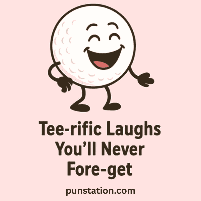 Golf ball cartoon laughing with one liner pun