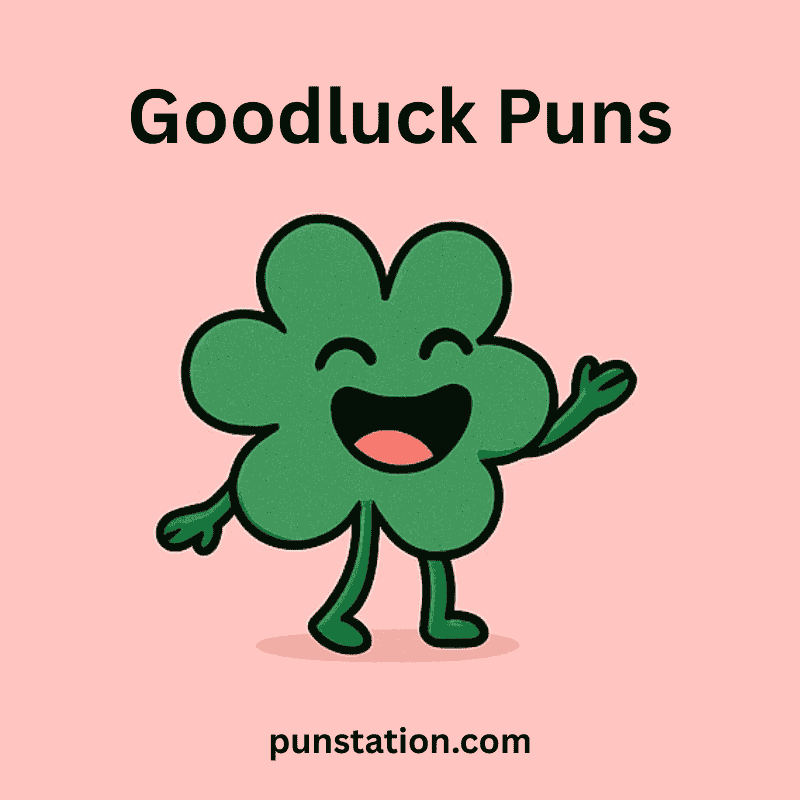 Funny Leaf Cartoon Laughing Under text Goodluck puns