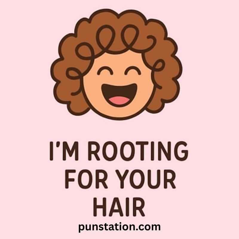 A cartoon of curly hair girl with funny hair pun text