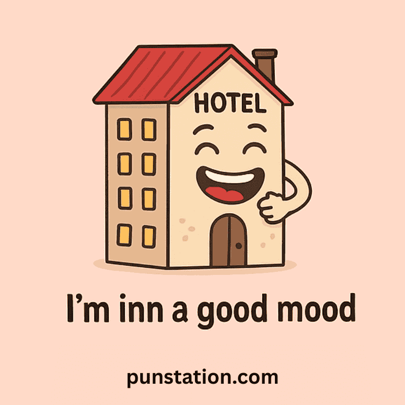 Hotel Building Cartoon Laughing Under Funny Short Puns