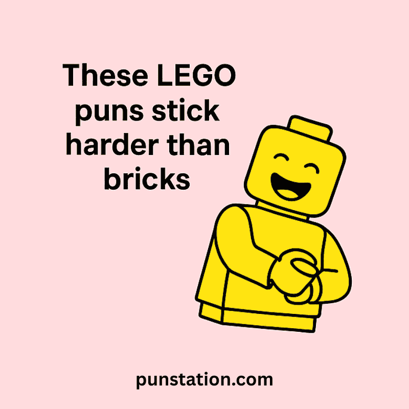 laughing lego cartoon with funny pun text